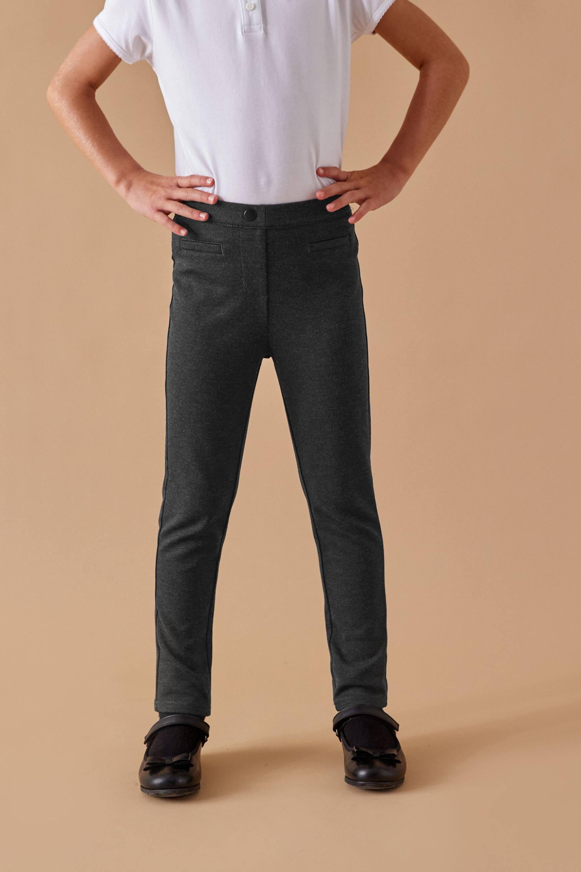 Grey Jersey Stretch Pull-On Skinny School Trousers (3-16yrs) - Image 3 of 6