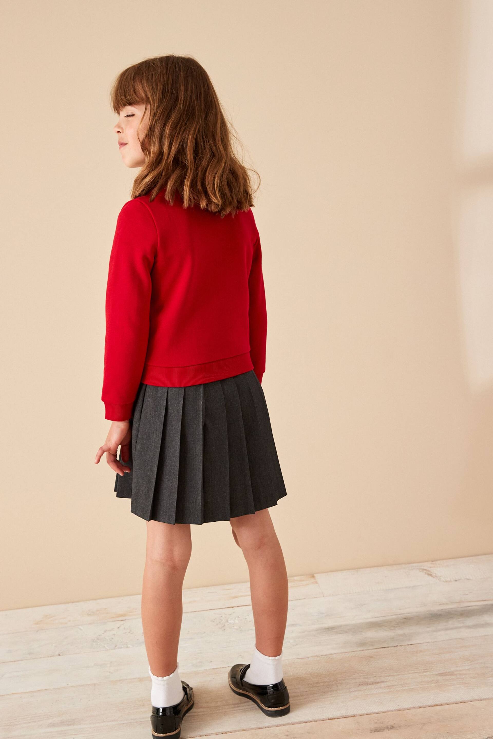 Red Cotton Rich Frill Pocket Jersey School Cardigan (3-16yrs) - Image 2 of 7