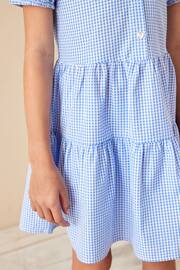Blue Cotton Rich School Gingham Tiered Pretty Collar Dress (3-14yrs) - Image 3 of 7