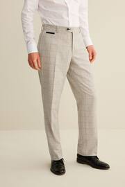 Light Grey Regular Fit Trimmed Check Suit: Trousers - Image 1 of 11