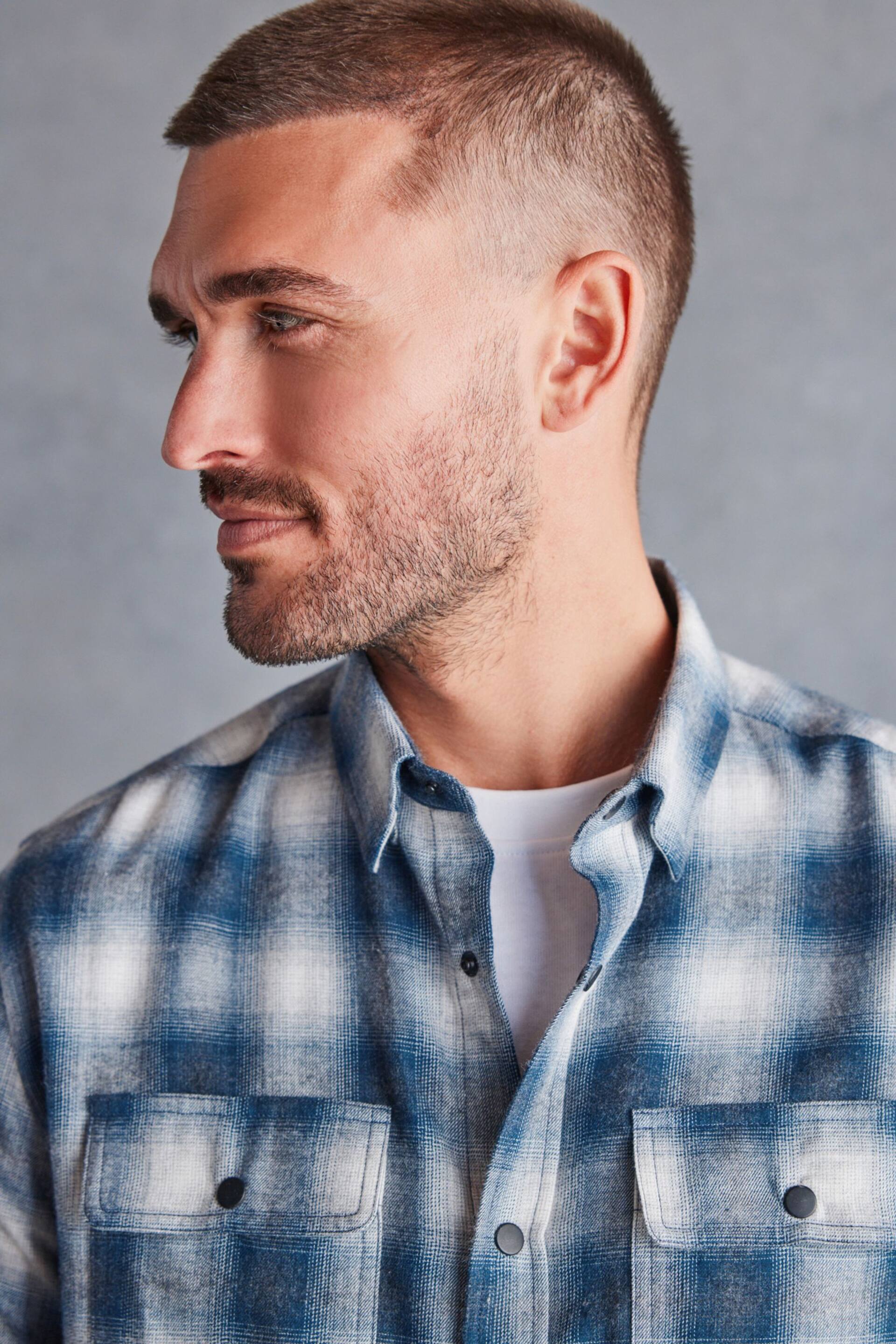Grey/White Signature Brushed Flannel Check Shirt - Image 1 of 8