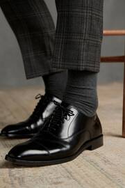 Black Signature Leather Sole Oxford Toe Cap Shoes - Image 1 of 8