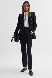 Reiss Black Hailey Petite Tapered Pull On Trousers - Image 1 of 6