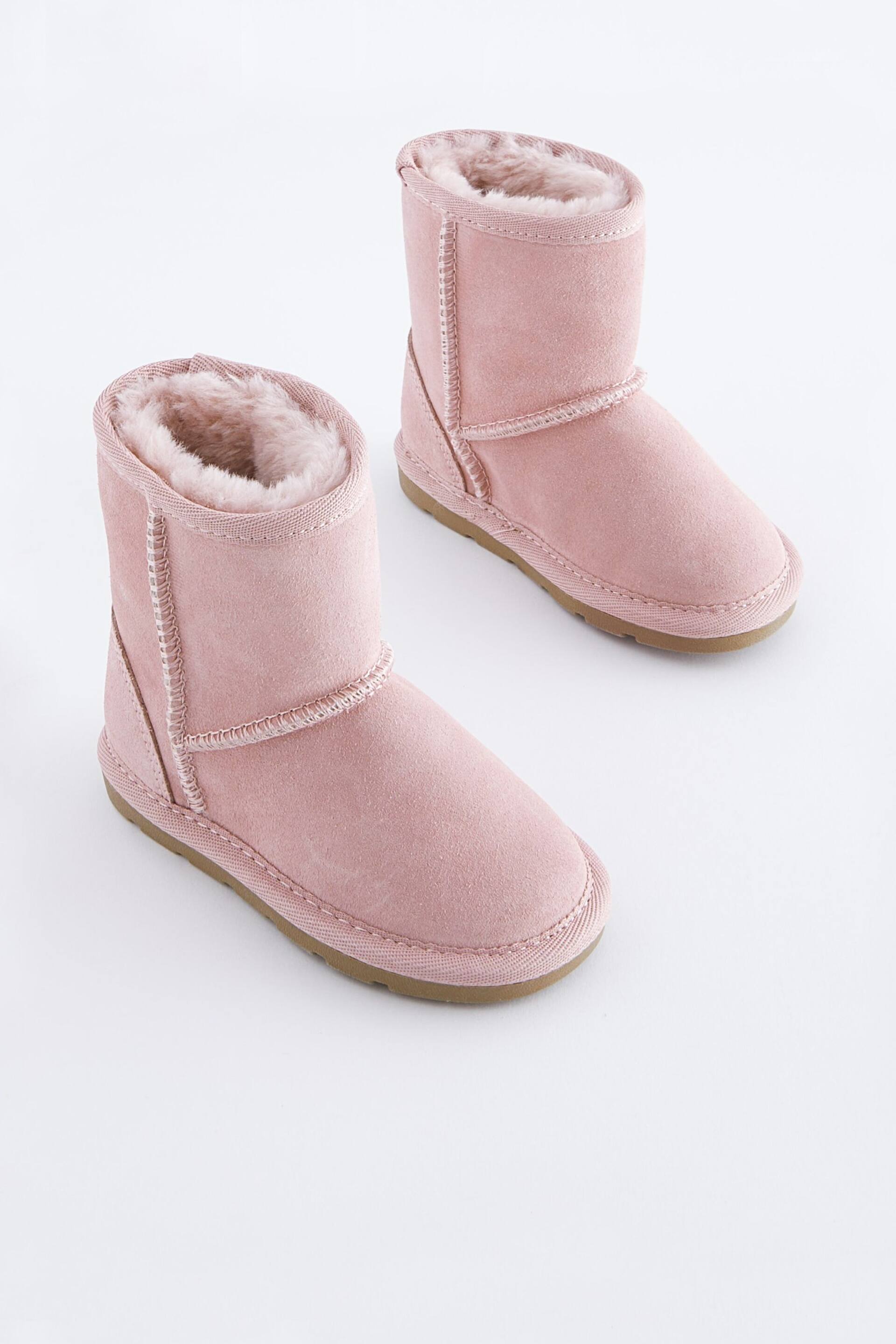Pink Suede Tall Faux Fur Lined Water Repellent Pull-On Suede Boots - Image 1 of 7