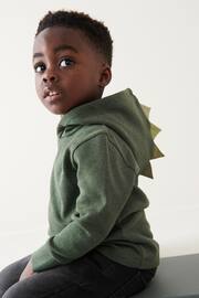 Khaki Green Textured Jersey Dino Spikes Hoodie (3mths-10yrs) - Image 1 of 6