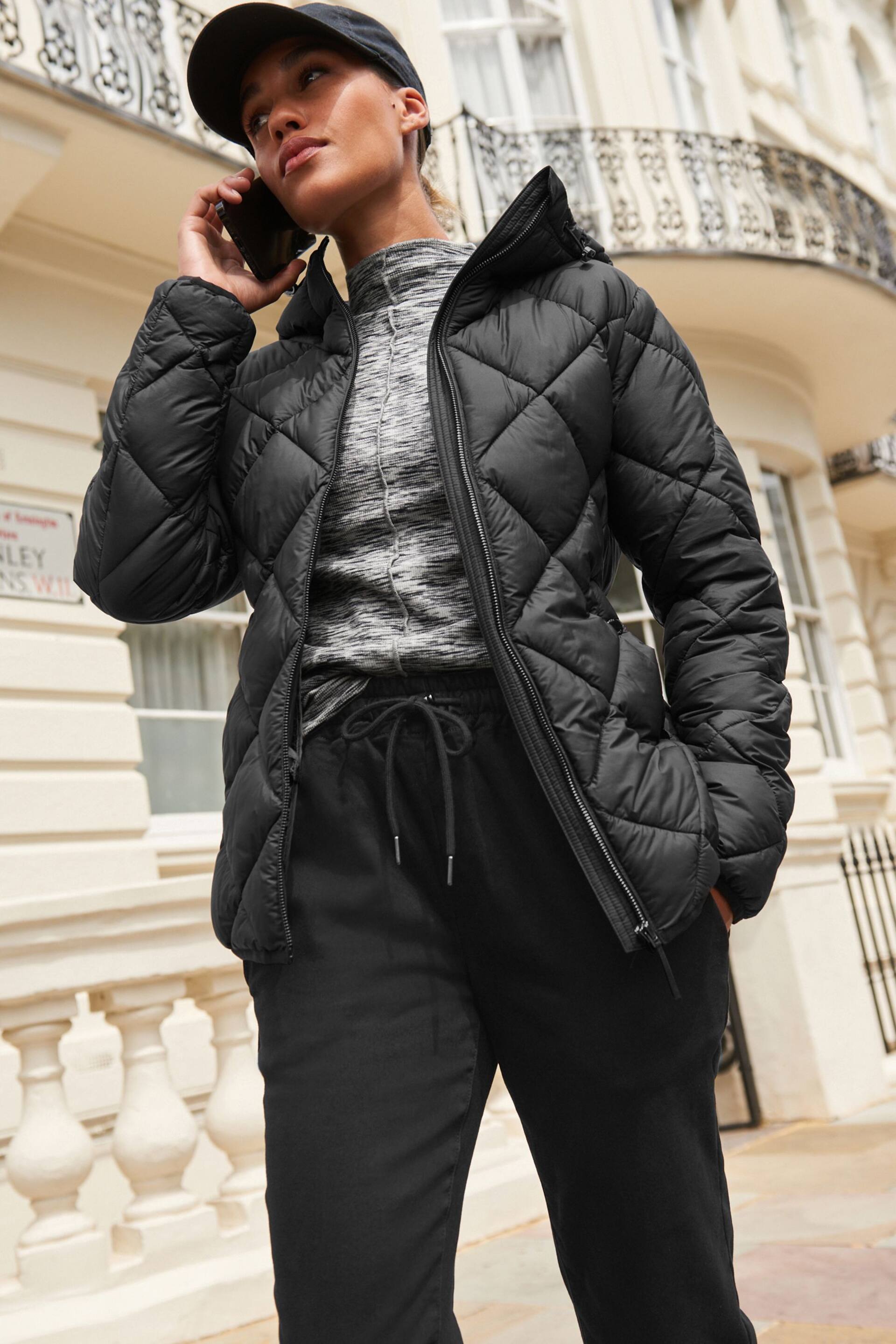 Black Quilted Lightweight Jacket - Image 1 of 6