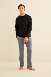 Black/Grey Long Sleeve Jersey Pyjamas Set - Image 1 of 11