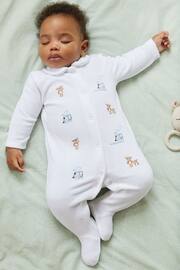 White Velour Embroidery Sleepsuit 1 Pack (0mths-3yrs) - Image 1 of 6