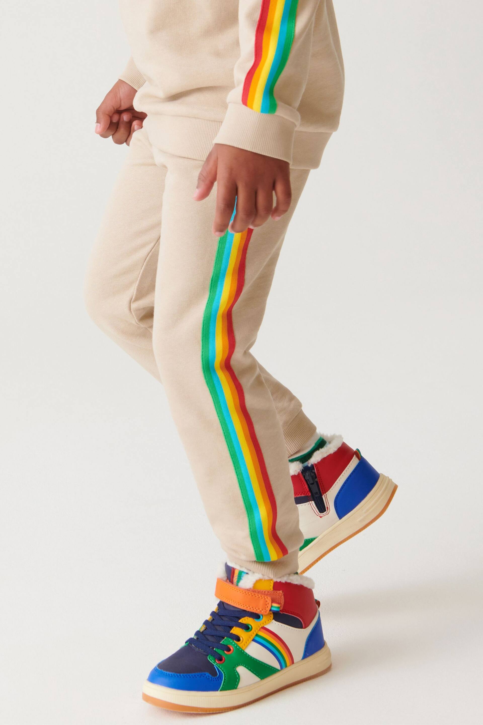 Little Bird by Jools Oliver Stone Rainbow Striped Joggers - Image 1 of 9