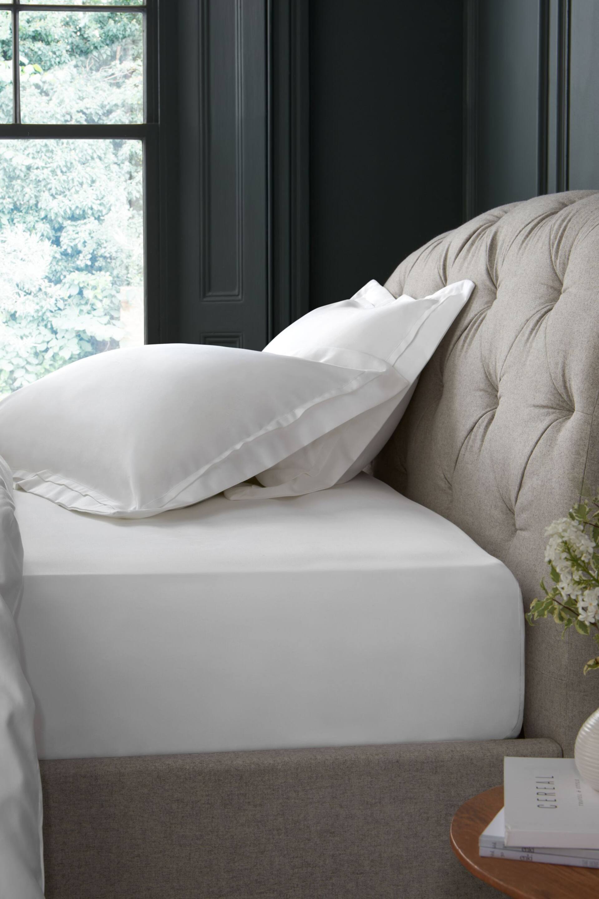 White Collection Luxe 1000 Thread Count 100% Cotton Sateen Extra Deep Fitted Sheet - Image 1 of 4