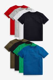 Red/Black/Grey/White/Blue/Green 8 Pack Short Sleeve T-Shirts (3-16yrs) - Image 1 of 11