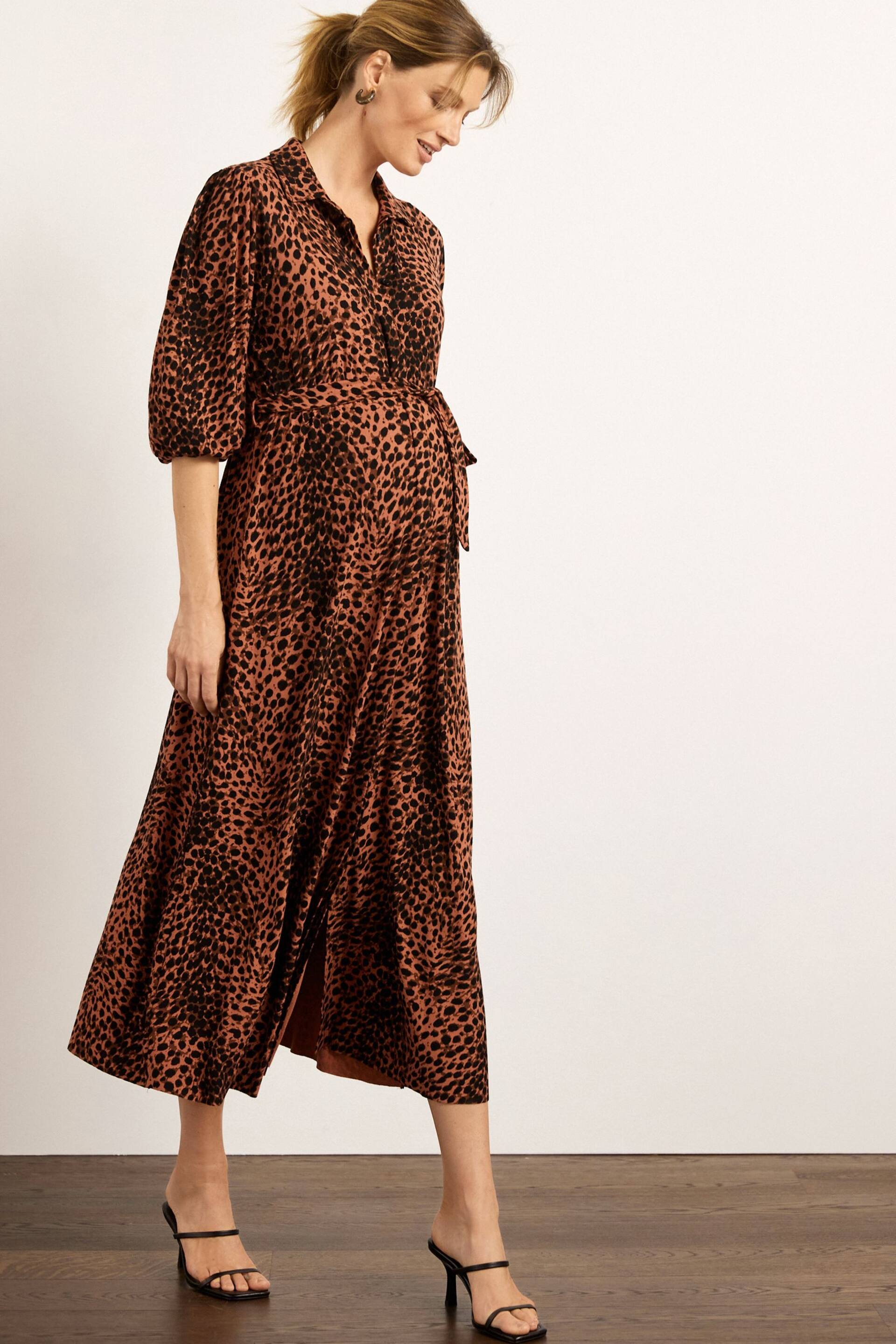 Animal Print Maternity/Nursing Shirt Dress - Image 2 of 6