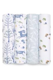 aden + anais Blue Organic Cotton Muslin Blankets 4 Pack - Image 1 of 8