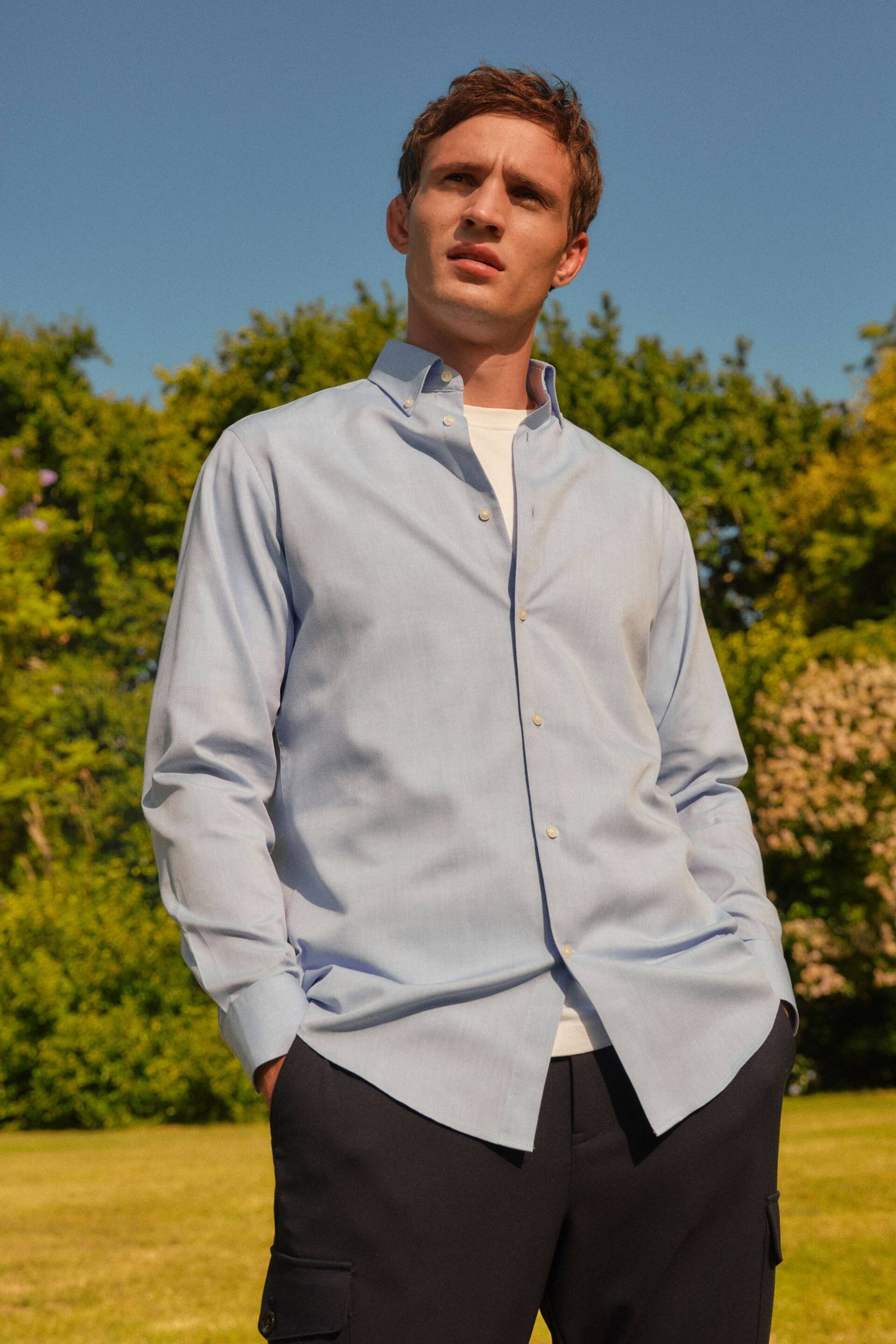 Light Blue Regular Fit Easy Care Oxford Shirt - Image 1 of 3