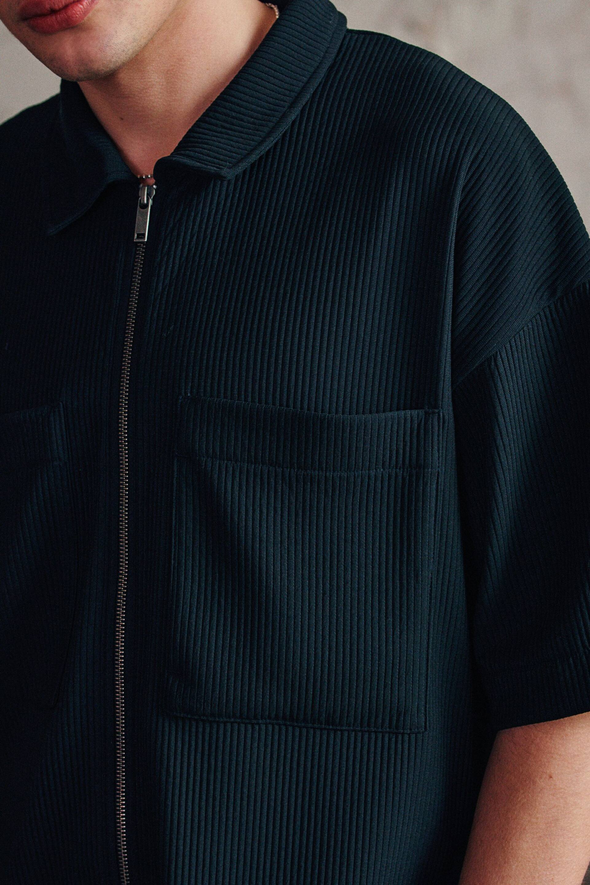 Black EDIT Plisse Polo Shirt - Image 1 of 8