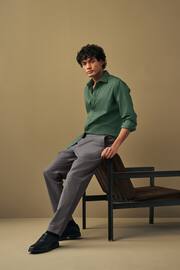 Dark Green Slim Fit Washed Textured Cotton Shirt - Image 1 of 6