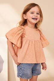 Rust Pink Short Sleeve Embroidered Blouse (3mths-7yrs) - Image 1 of 7
