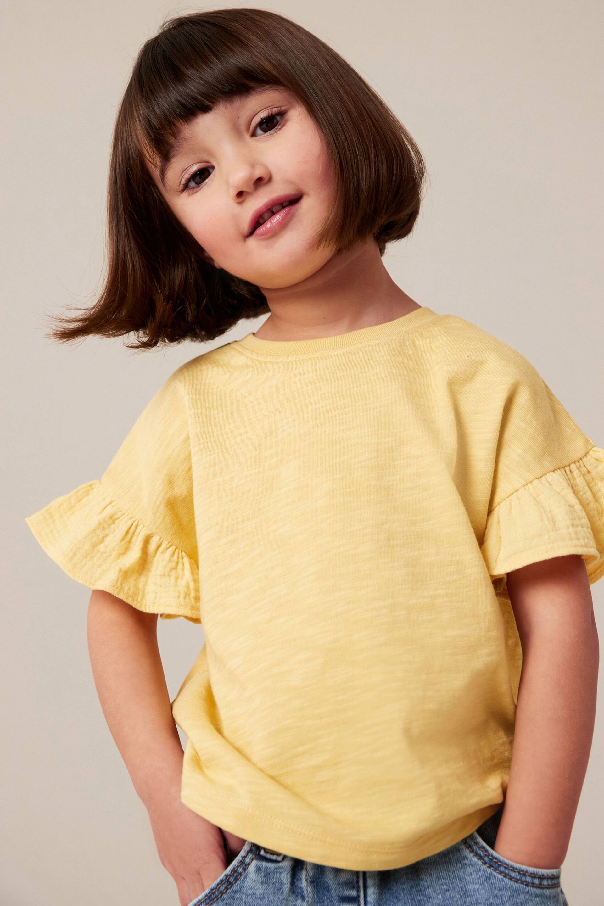 Yellow Frill Short Sleeve T-Shirt (3mths-7yrs) - Image 1 of 7