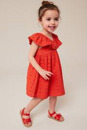 Red Cotton Broderie Dress (3mths-8yrs) - Image 1 of 6