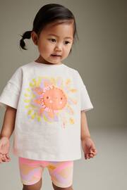 Pink/White Rainbow Sun Short Sleeve Top and Shorts Set (3mths-7yrs) - Image 1 of 7