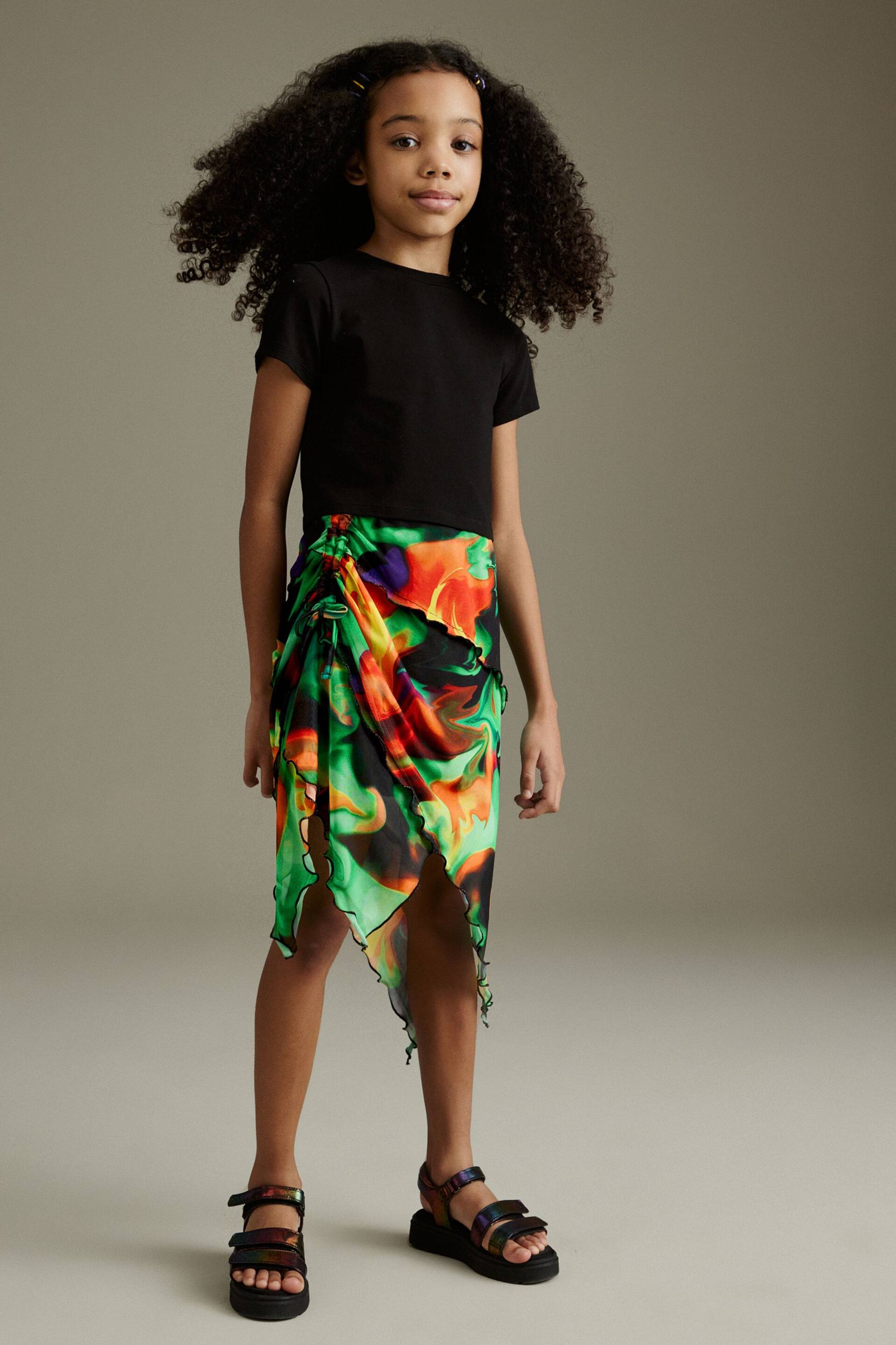 Multi Printed Asymmetric Skirt (3-16yrs) - Image 1 of 7