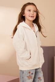 White Broderie Zip Through Hoodie (3-16yrs) - Image 1 of 10