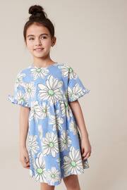 Blue Floral Short Sleeve Cotton Jersey Dress (3-16yrs) - Image 1 of 6