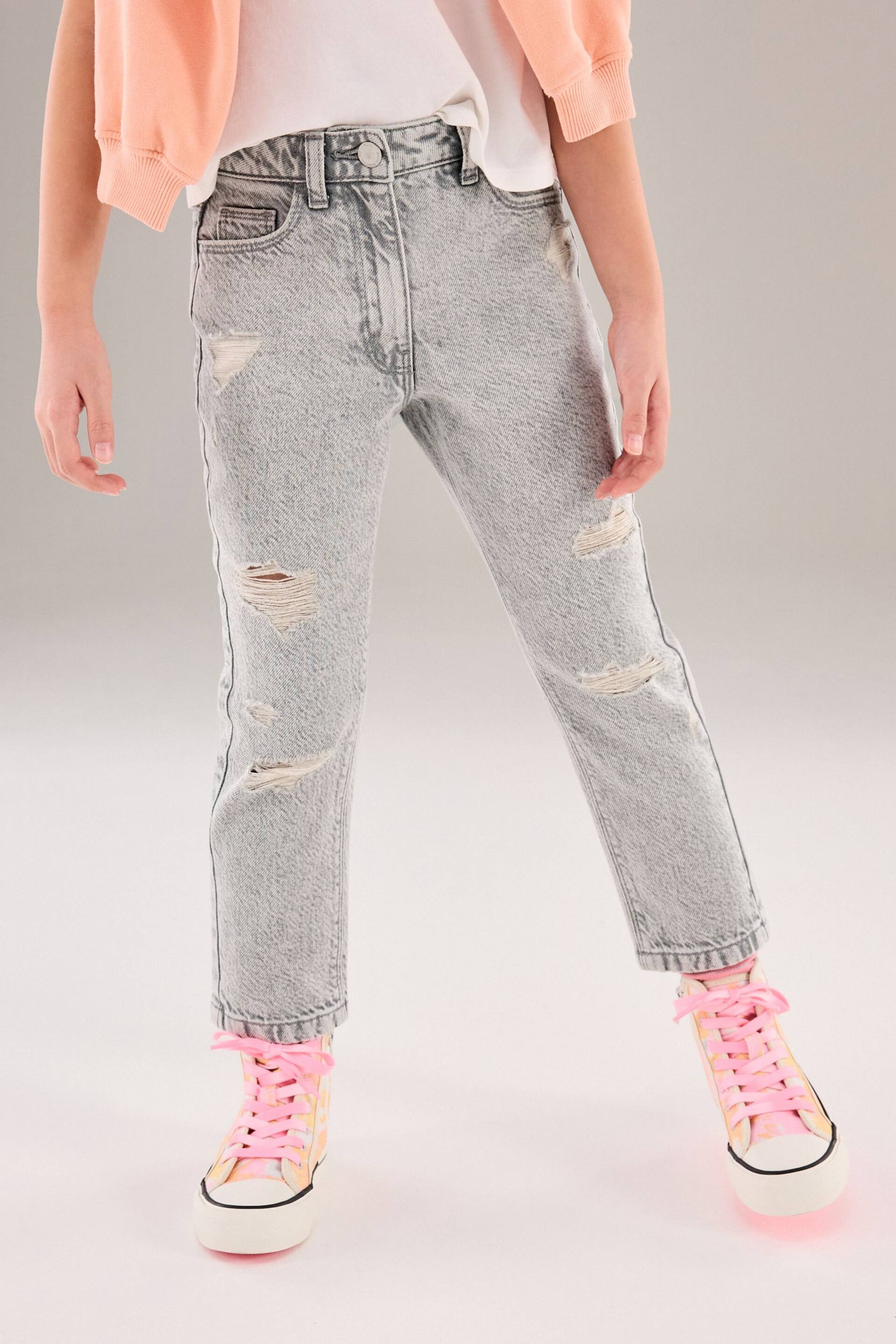 Grey Distressed Mom Jeans (3-16yrs) - Image 1 of 7