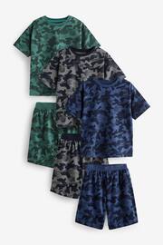 Blue/Grey/Green Camouflage Short Pyjamas 3 Pack (3-16yrs) - Image 1 of 8