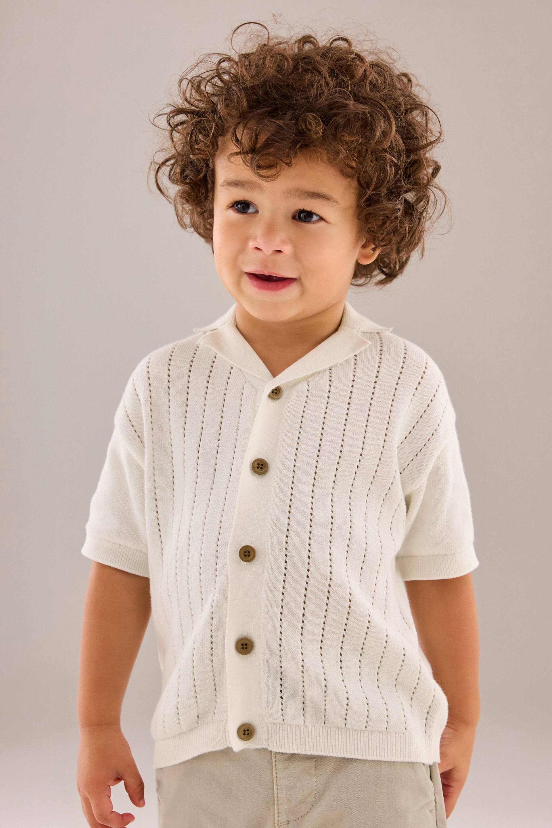 White Short Sleeved Button Through Polo Shirt (3mths-7yrs) - Image 1 of 7