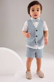 Blue Opulent Waistcoat, Shirt, Short & Bow Tie Set (3mths-9yrs) - Image 1 of 9