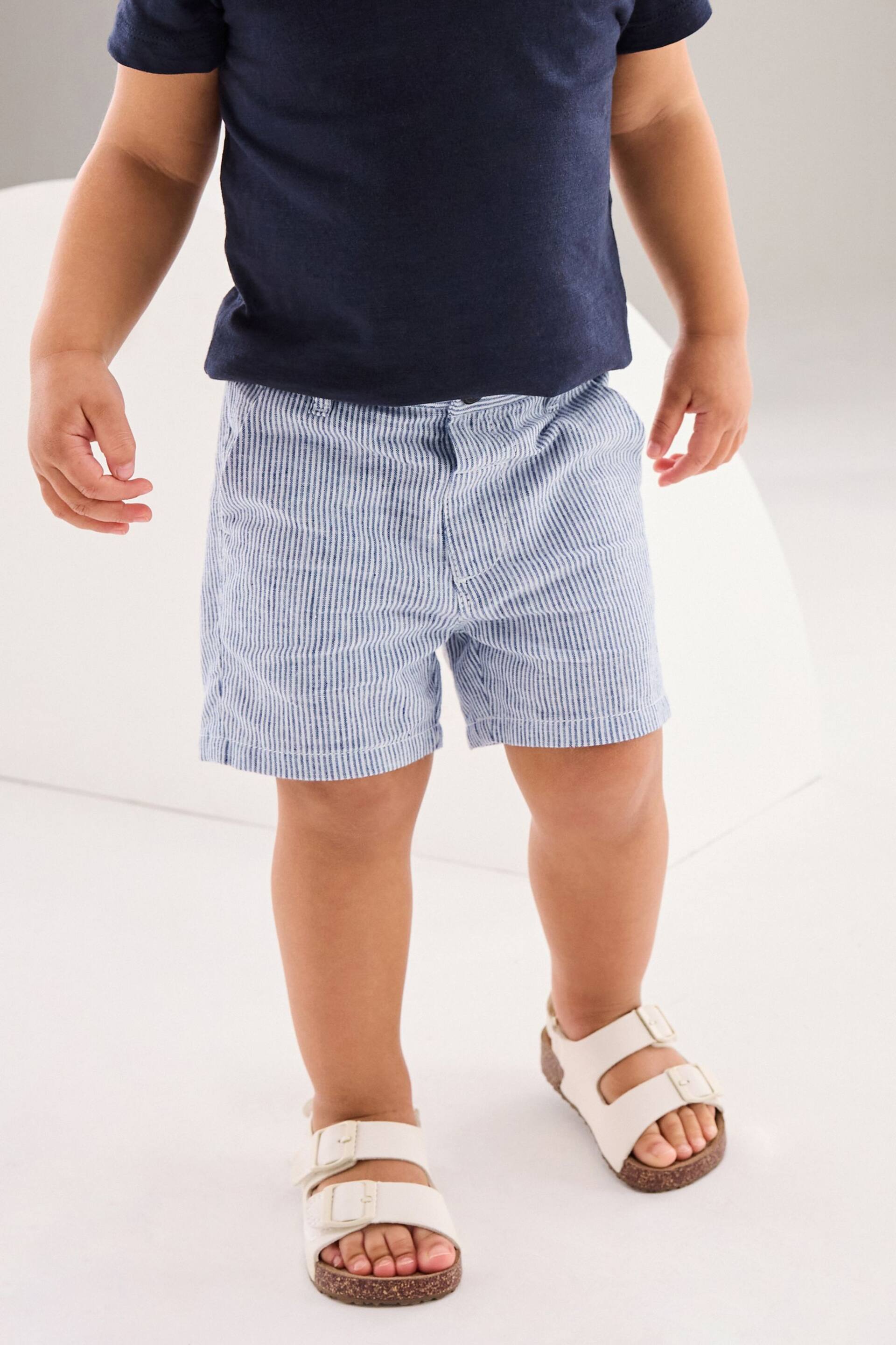 Ticking Stripe Linen Blend Chinos Shorts (3mths-7yrs) - Image 1 of 7