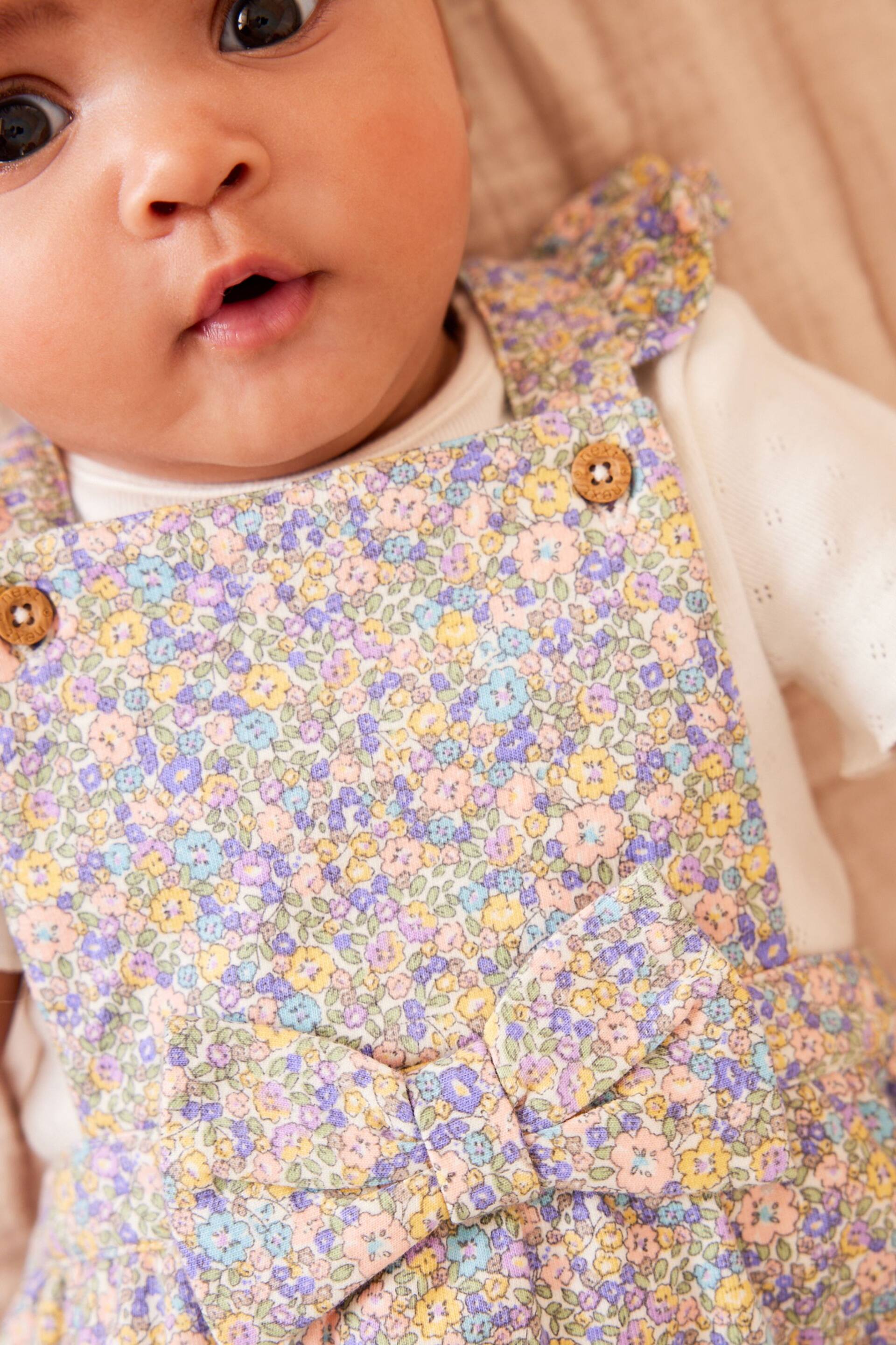 Blue Ditsy Floral Baby Dungarees And Bodysuit Set (0mths-2yrs) - Image 4 of 12