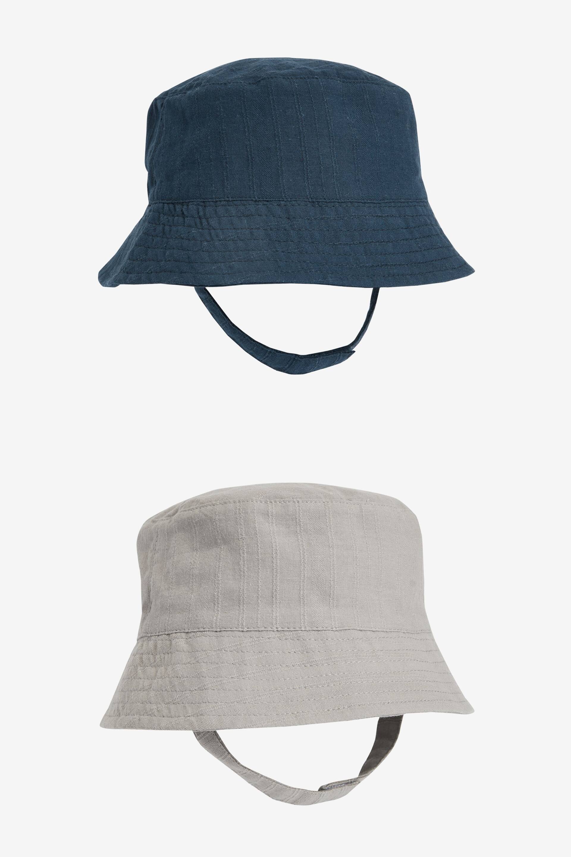 Navy Blue Baby Bucket Hats 2 Pack (0mths-2yrs) - Image 1 of 5