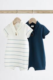 Blue Stripe Collar Jersey Rompers 2 Pack - Image 1 of 6