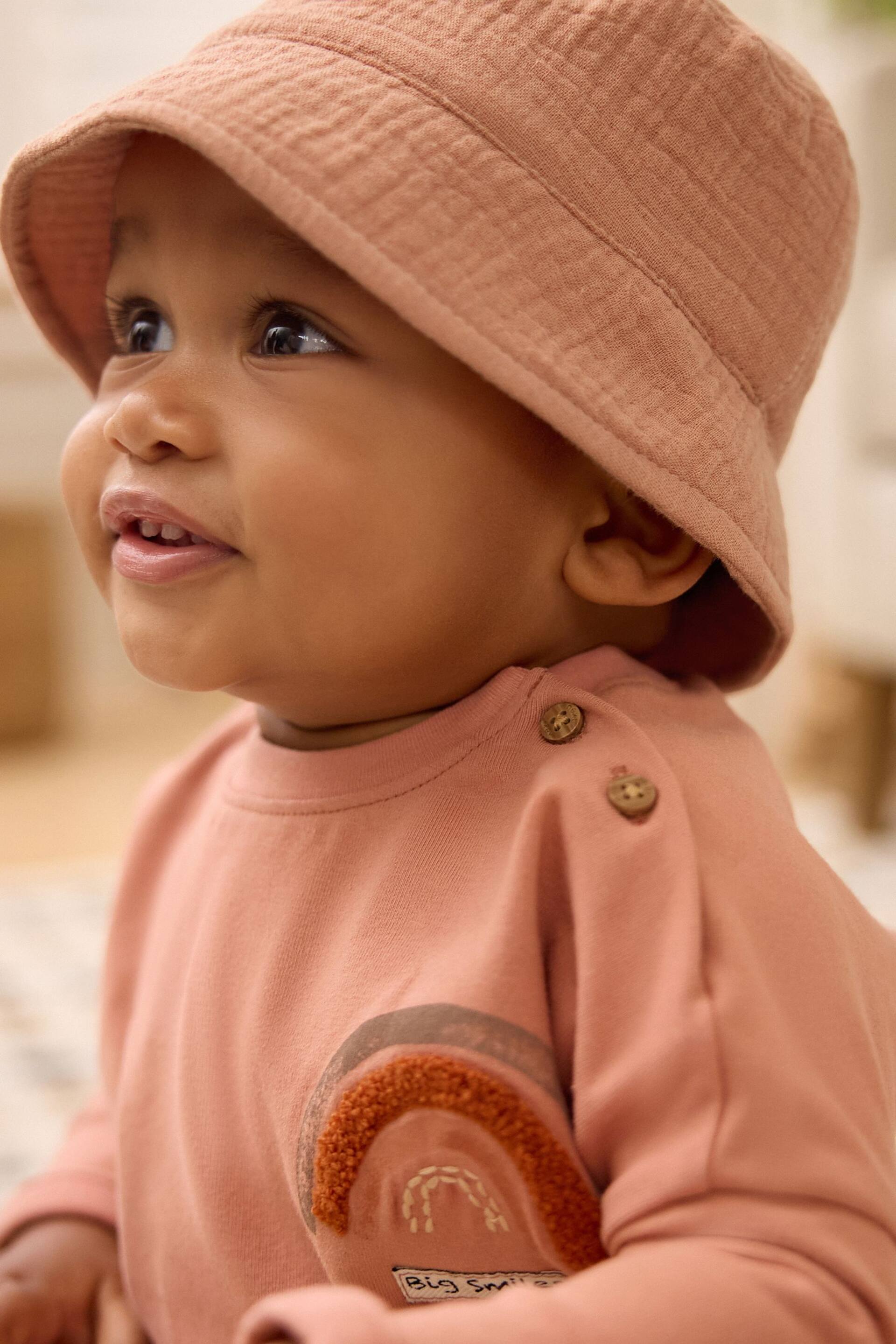 Tan Brown crinkle Baby Bucket Hat (0mths-2yrs) - Image 1 of 4