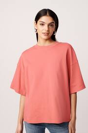 Pink 100% Cotton Heavyweight Relaxed Fit Crew Neck T-Shirt - Image 1 of 6