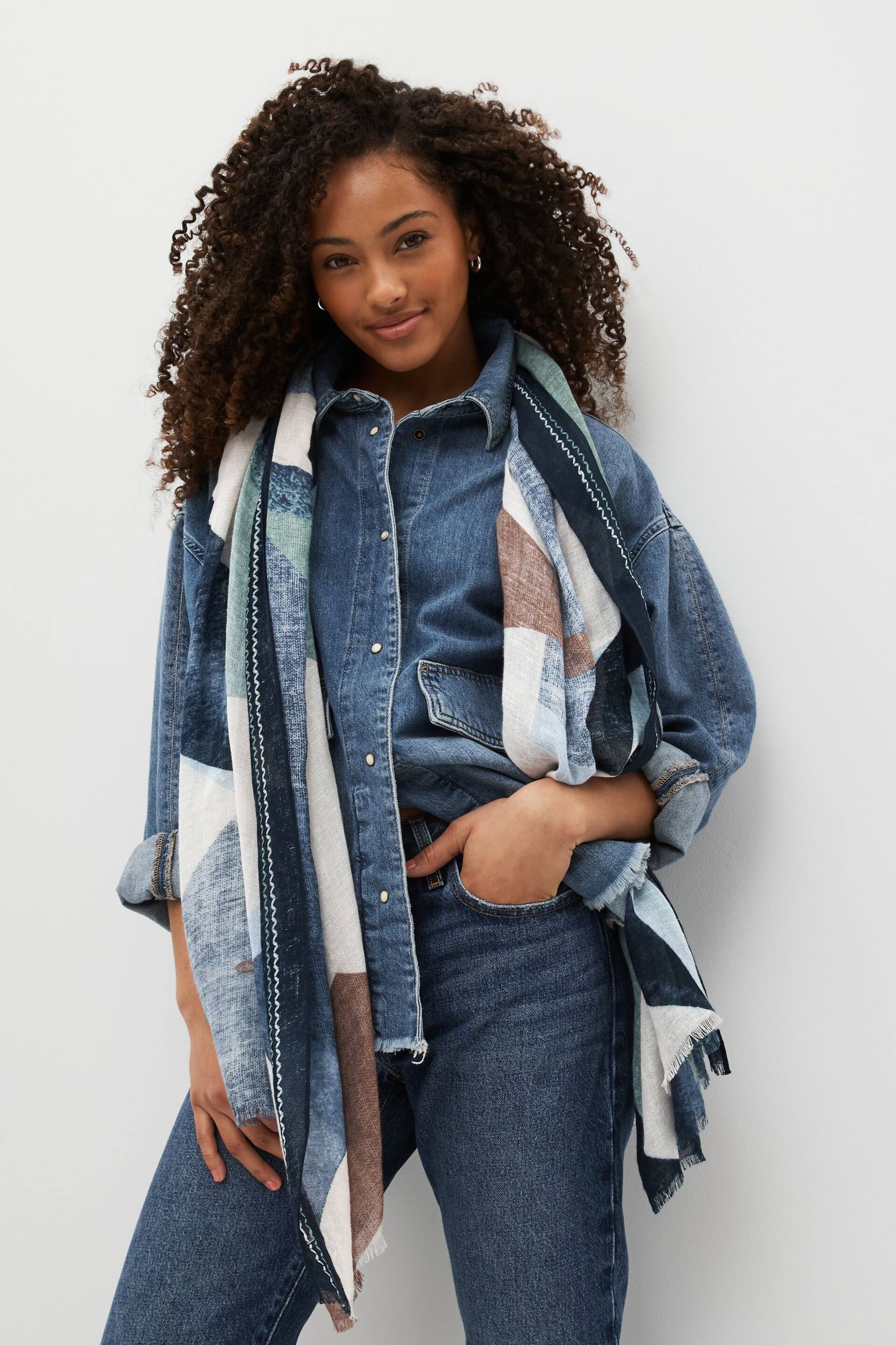 Blue Geo Lightweight Scarf - Image 1 of 5