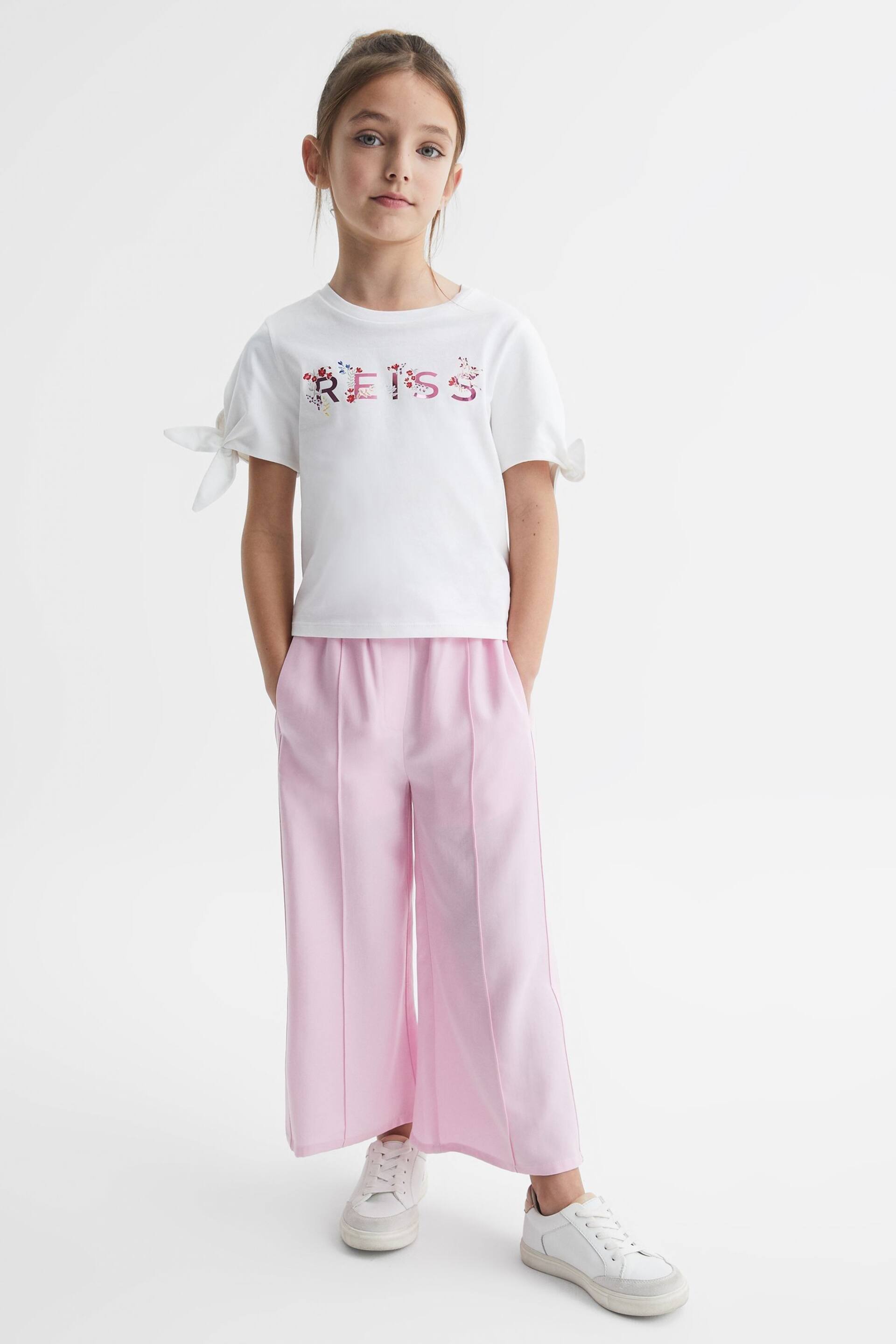 Reiss Pink Print Tally Senior Printed Cotton T-Shirt - Image 1 of 6