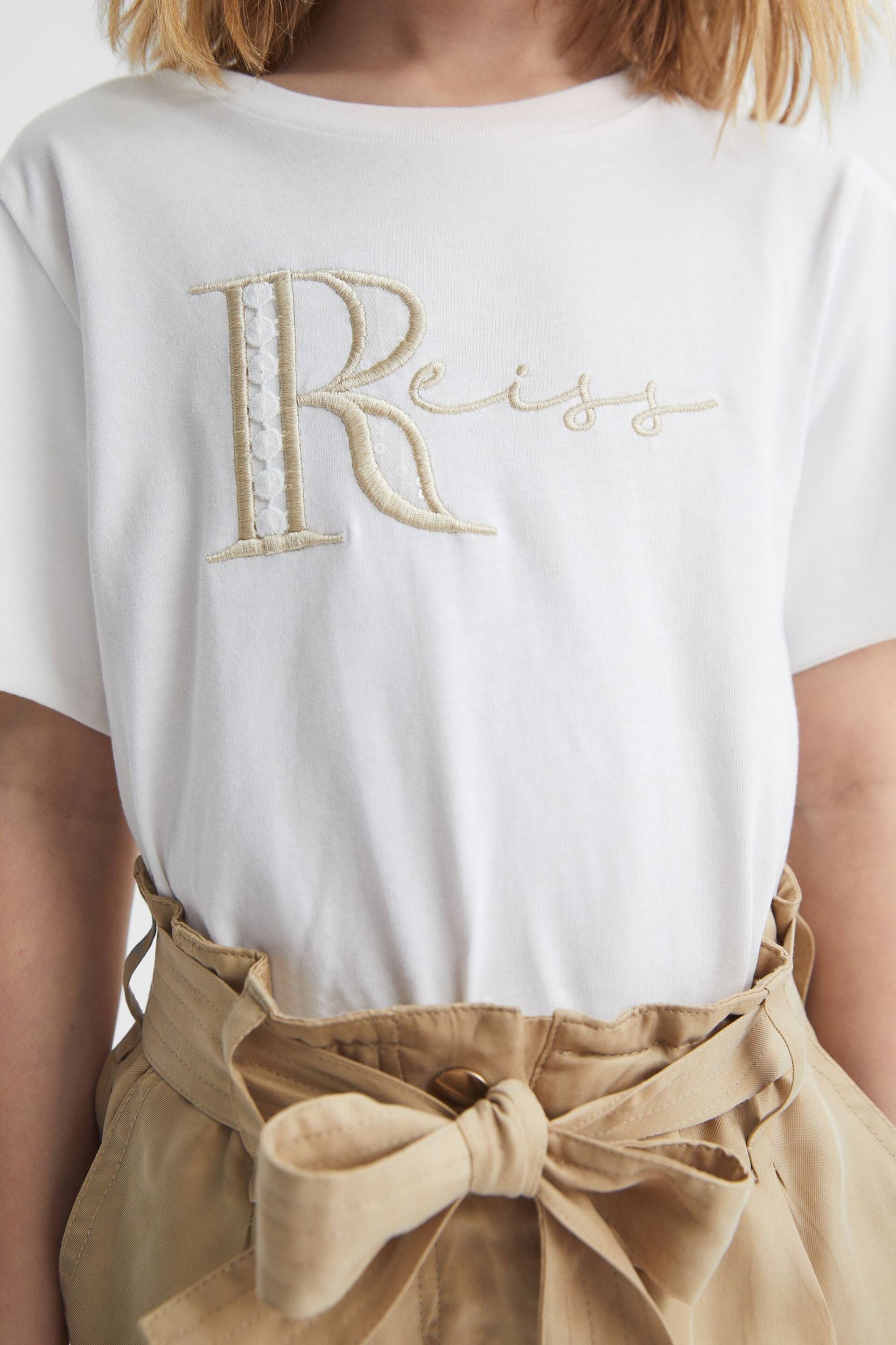 Reiss White Tally Senior Printed Cotton T-Shirt - Image 1 of 7