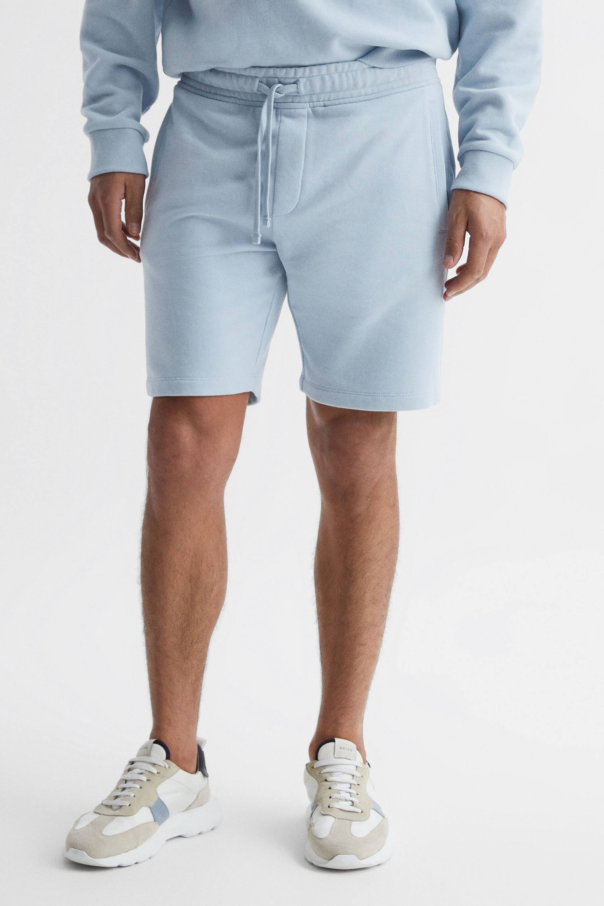 Reiss Ice Blue Henry Garment Dye Jersey Shorts - Image 1 of 5
