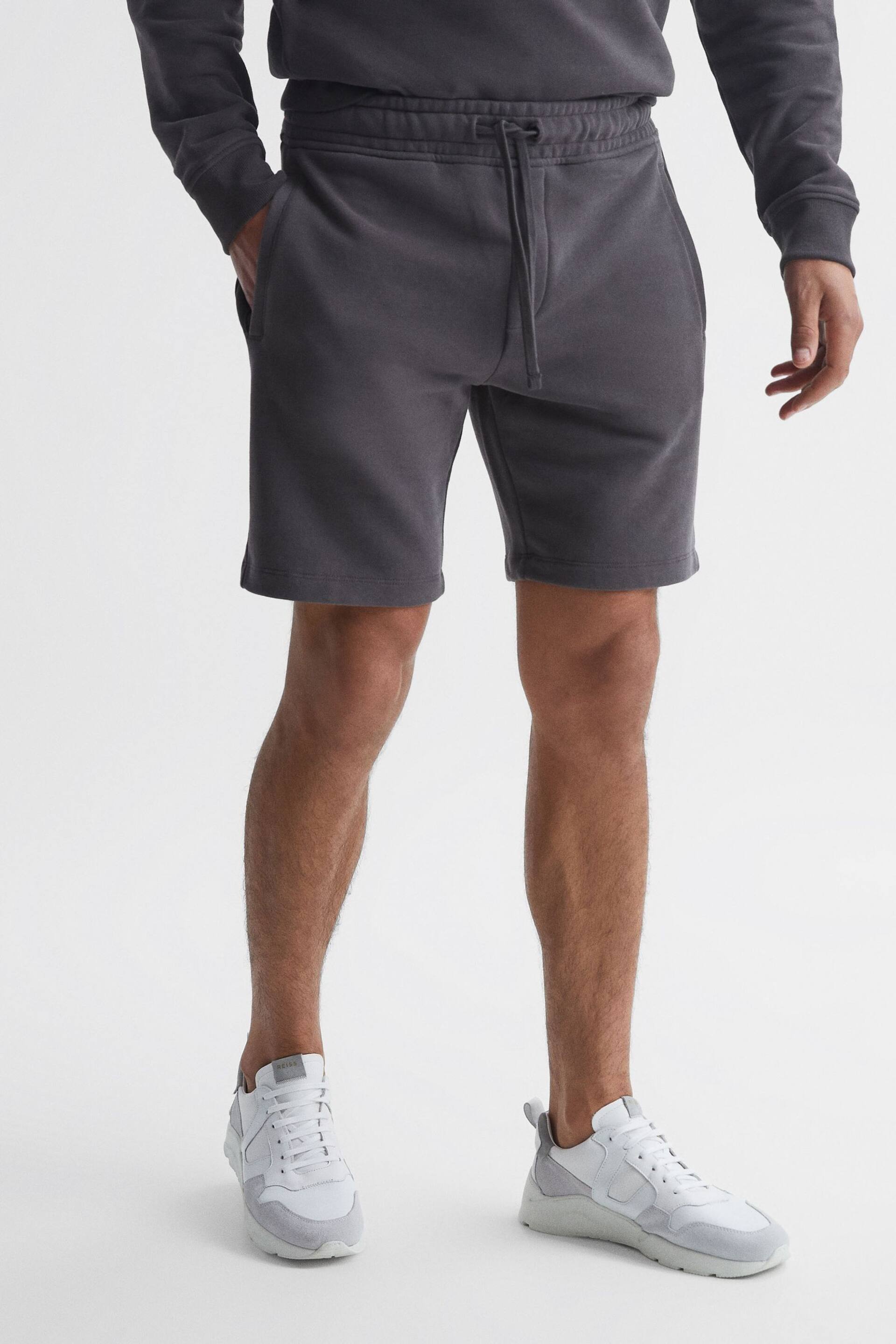 Reiss Washed Black Henry Garment Dye Jersey Shorts - Image 1 of 5