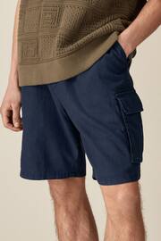 Navy Cotton Linen Cargo Shorts - Image 1 of 9