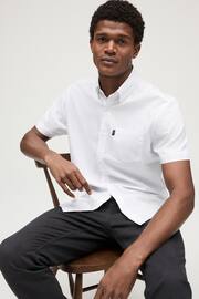 White Slim Fit Short Sleeve Easy Iron Button Down Oxford Shirt - Image 1 of 7