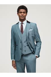 Light Blue Slim Fit Trimmed Suit Jacket - Image 1 of 11