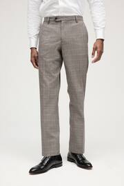 Taupe Skinny Fit Trimmed Check Suit: Trousers - Image 1 of 10