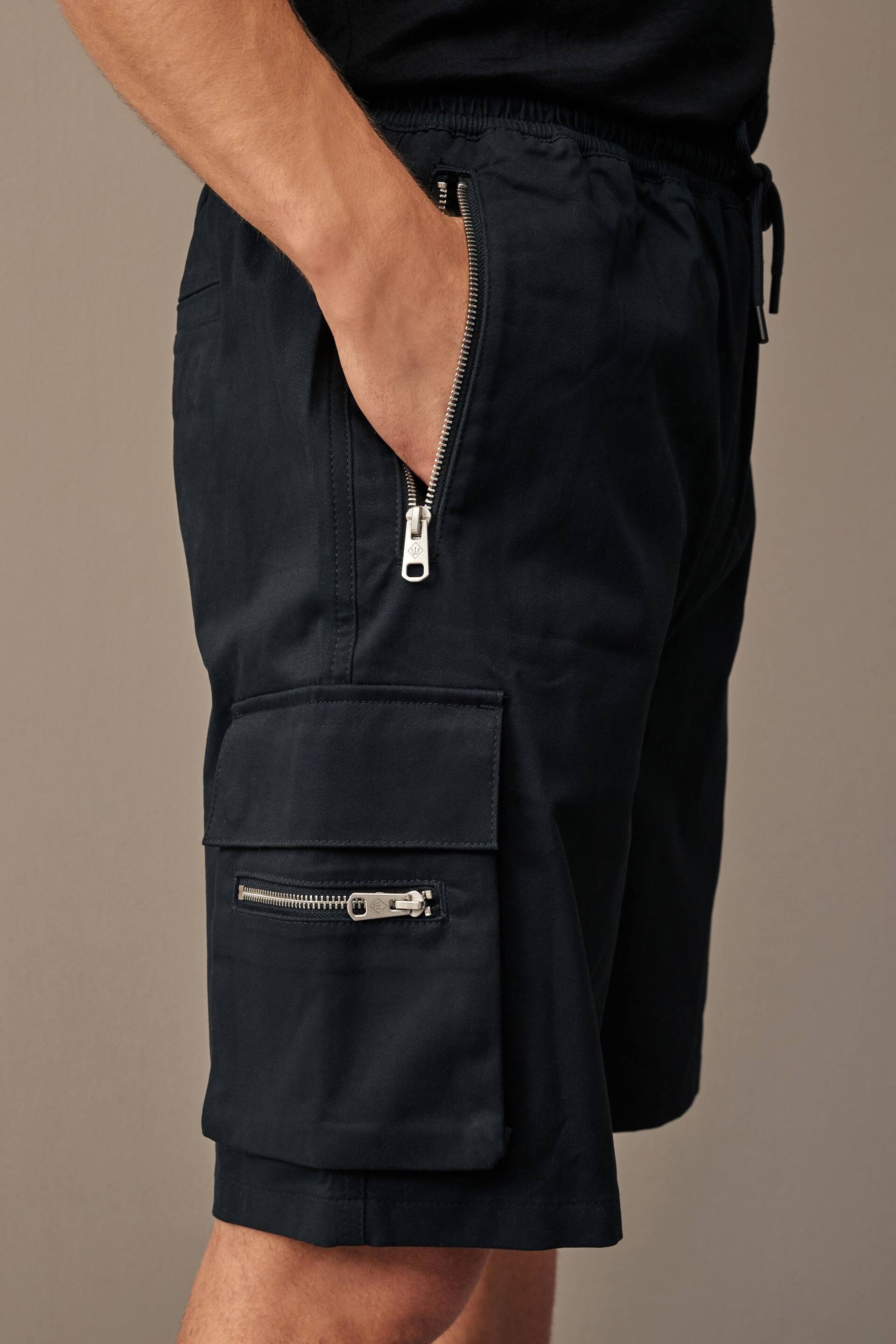 Black Smart Zip Pocket Cargo Shorts - Image 1 of 11