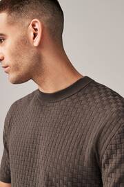Brown Knitted Textured Relaxed Fit Crew - Image 1 of 3