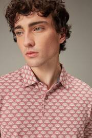 Pink/White Textured Print Polo Shirt - Image 1 of 10