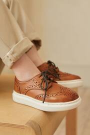 Tan Brown Brogue Smart Leather Lace-Up Shoes - Image 1 of 9